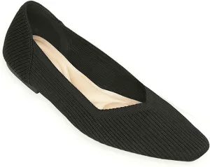 DREAMCIA Women’s Flats Knit Shoes Comfortable Washable Slip on Ballet Square Toe Casual Dressy Wedding Work Office Ballerina Flats with Memory Foam
