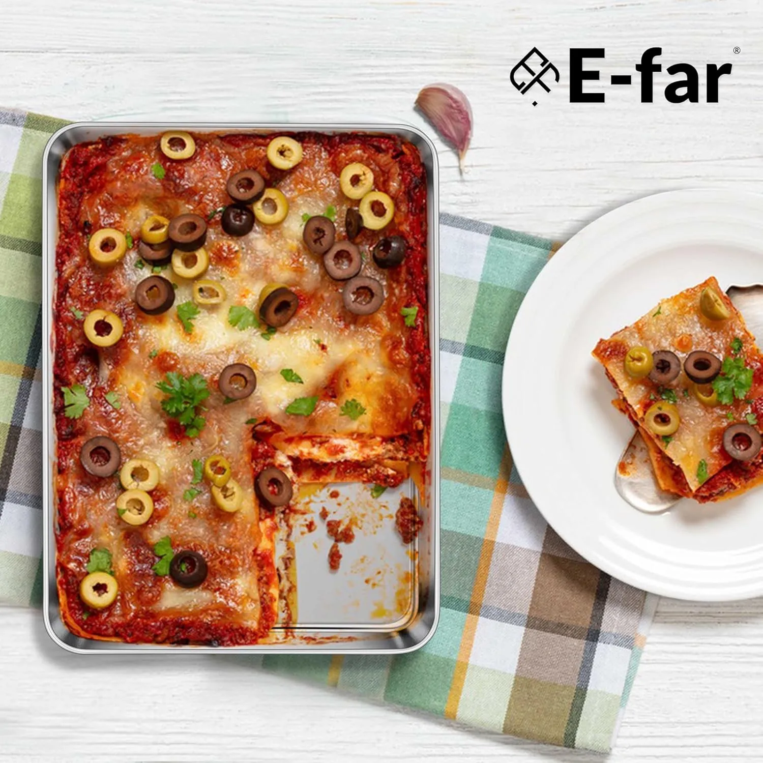 E-far Small Baking Sheet Set of 3, 10.5”x8.3” Stainless Steel Cookie Sheets Pans, Compact Non-toxic Metal Toaster Oven Trays for Cake, Healthy & Rust Free, Mirror Finish & Dishwasher Safe