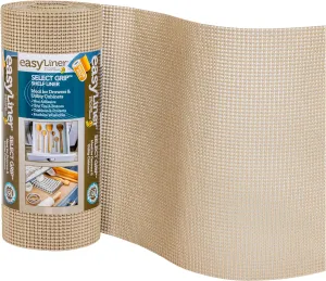 EasyLiner Select Grip Shelf Liner for Drawers & Cabinets - Easy to Install & Cut to Fit - Non Slip Non Adhesive Grip Shelf Liner for Kitchen Drawers, Bathroom, Pantry - 12in. x 24ft. - Taupe,Brown
