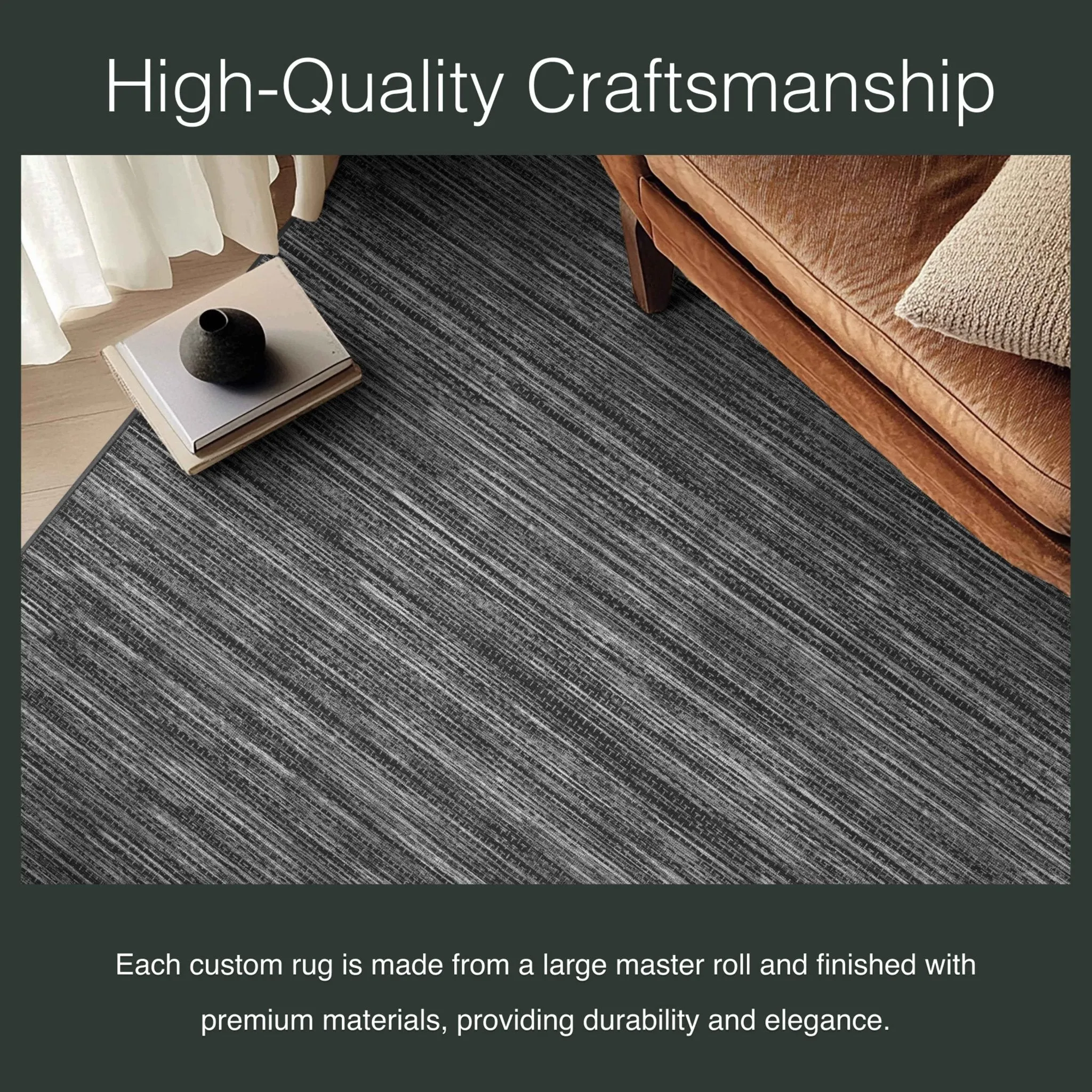 Edwin Custom Rug - Monochrome Striation , Flat Pile, Easy  Clean, Customizable for Your Space