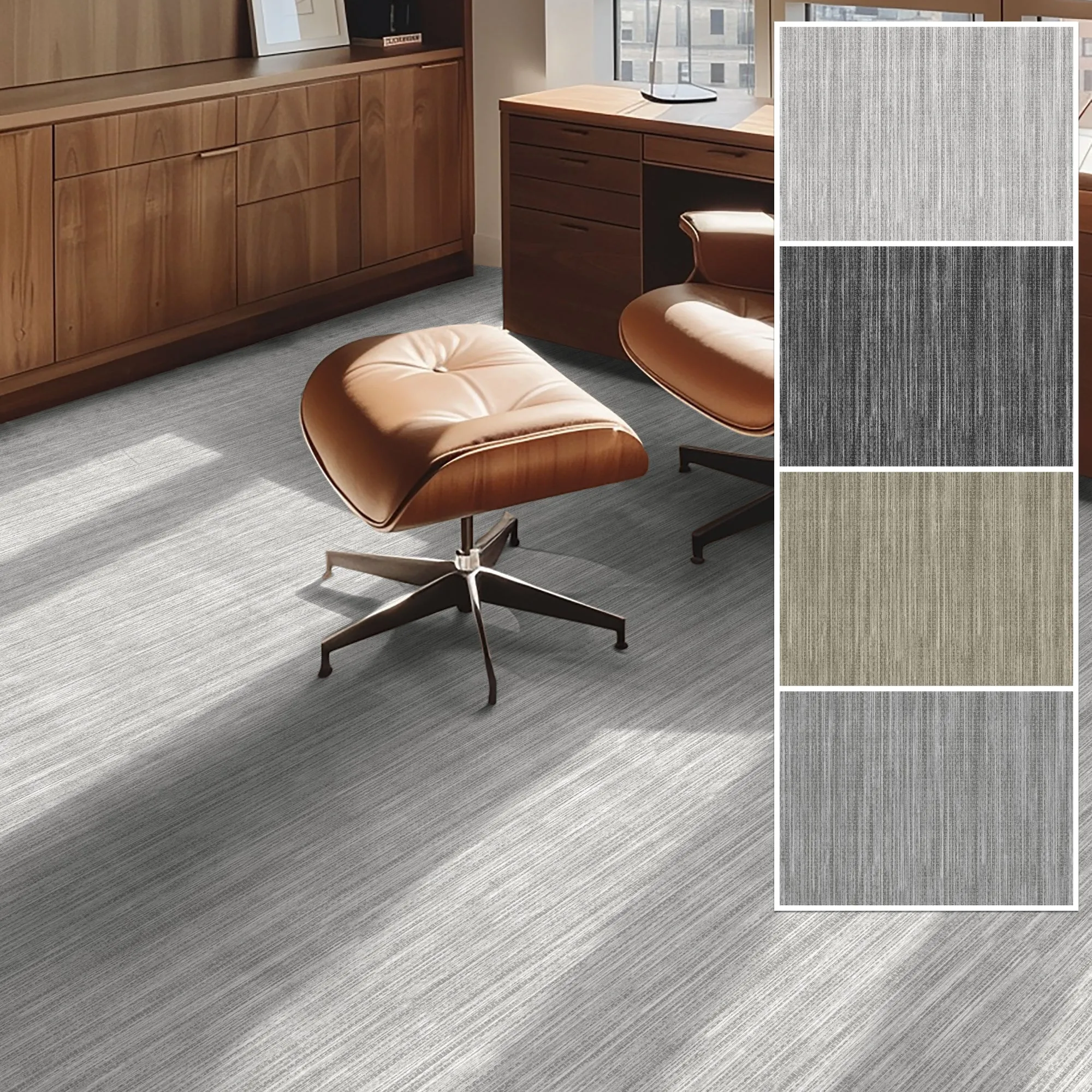 Edwin Custom Rug - Monochrome Striation , Flat Pile, Easy  Clean, Customizable for Your Space