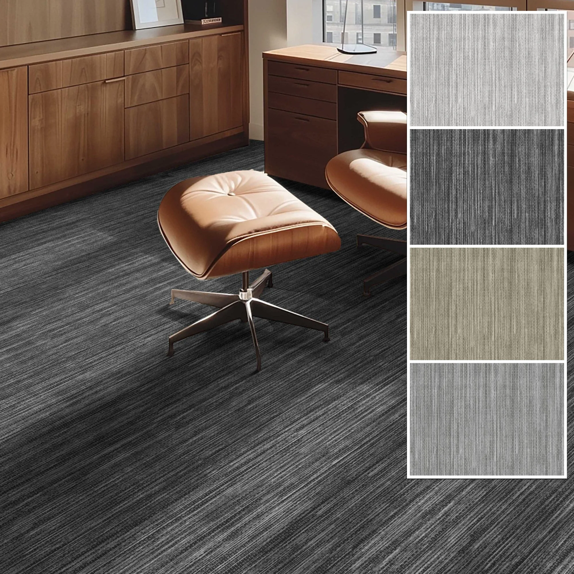 Edwin Custom Rug - Monochrome Striation , Flat Pile, Easy  Clean, Customizable for Your Space