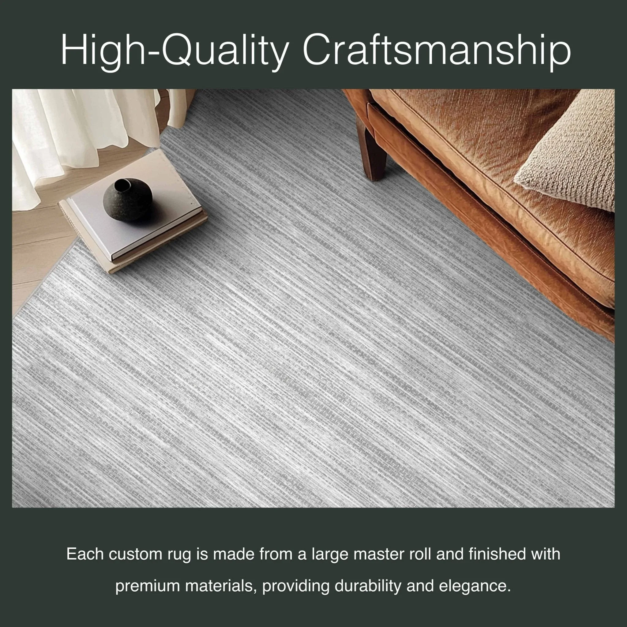 Edwin Custom Rug - Monochrome Striation , Flat Pile, Easy  Clean, Customizable for Your Space