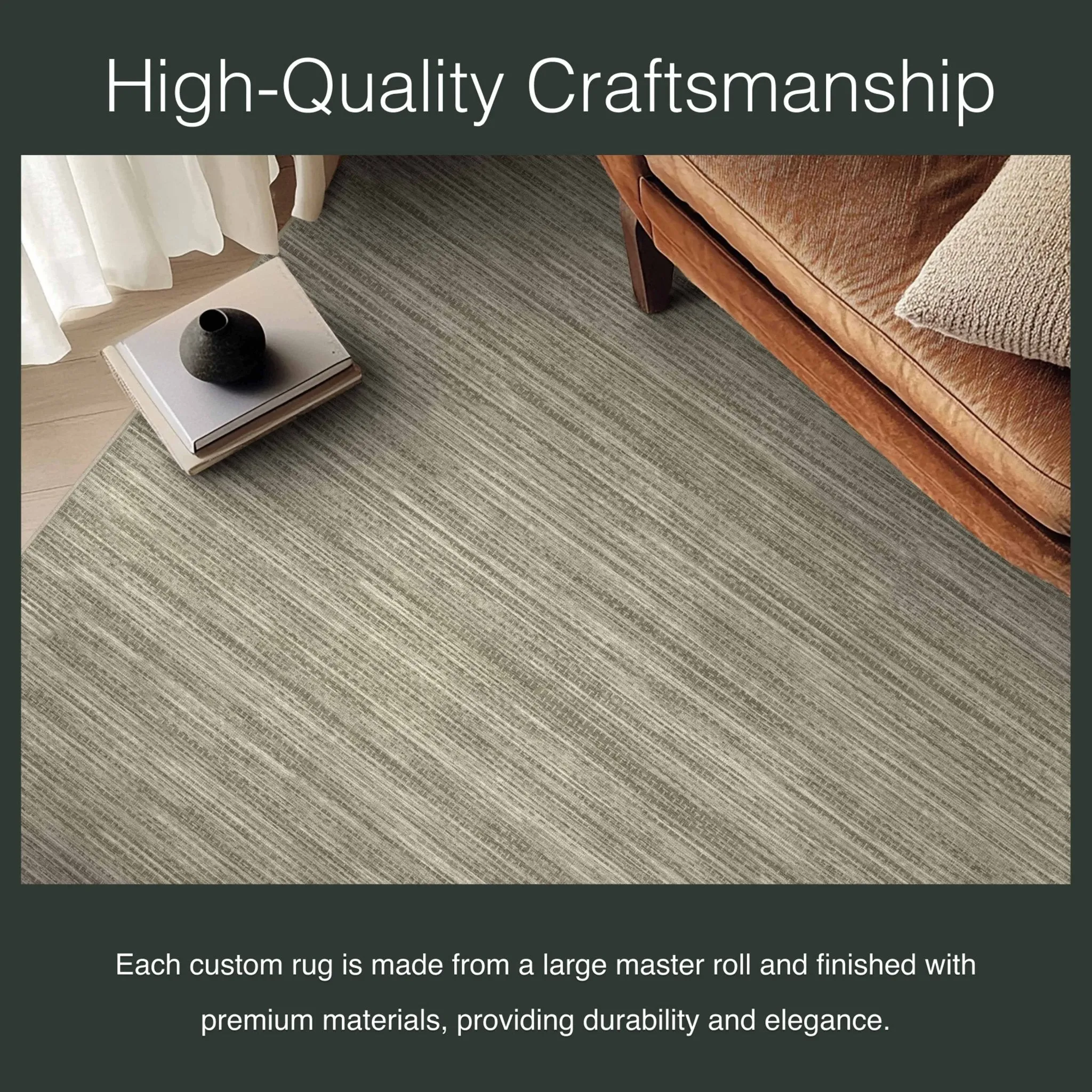 Edwin Custom Rug - Monochrome Striation , Flat Pile, Easy  Clean, Customizable for Your Space