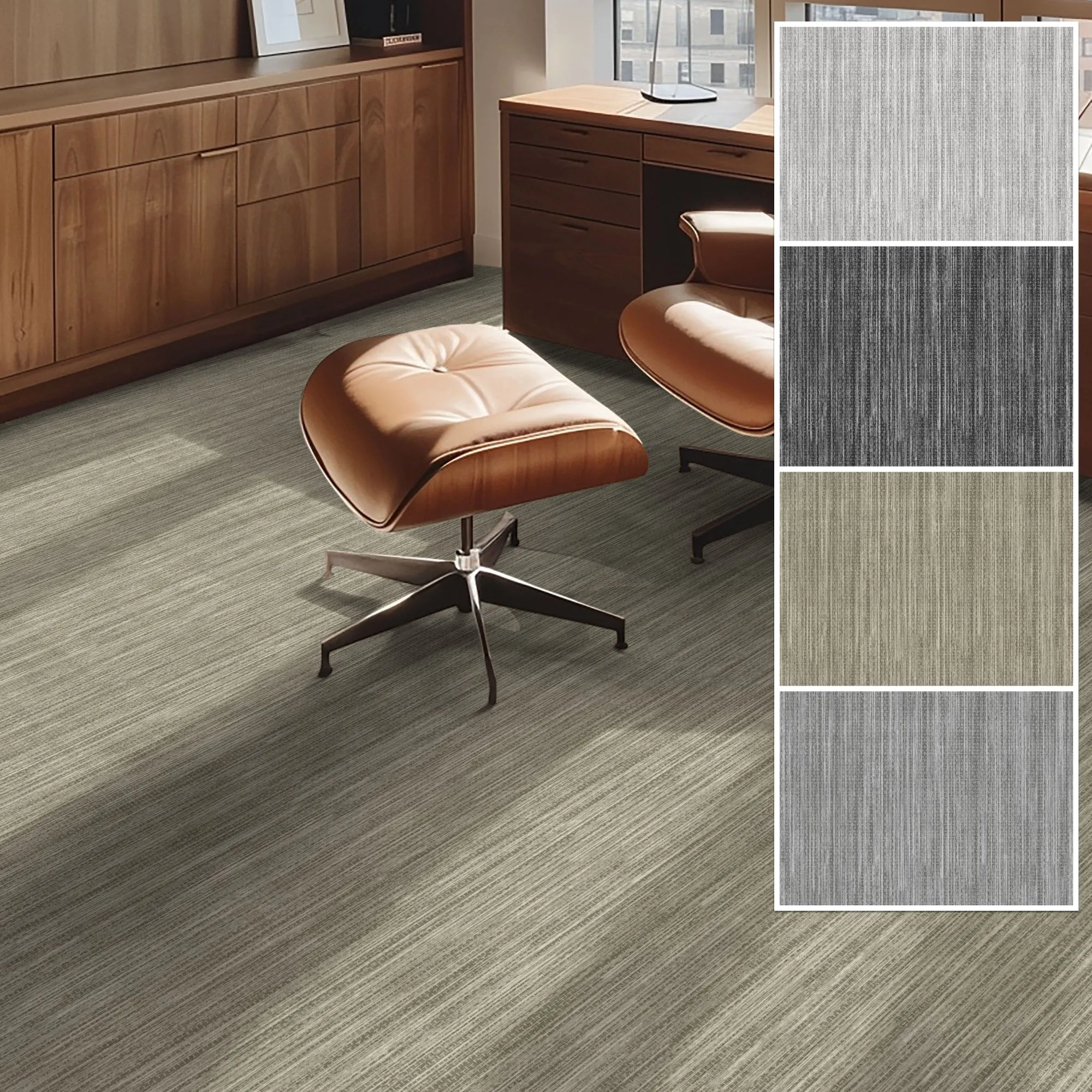 Edwin Custom Rug - Monochrome Striation , Flat Pile, Easy  Clean, Customizable for Your Space