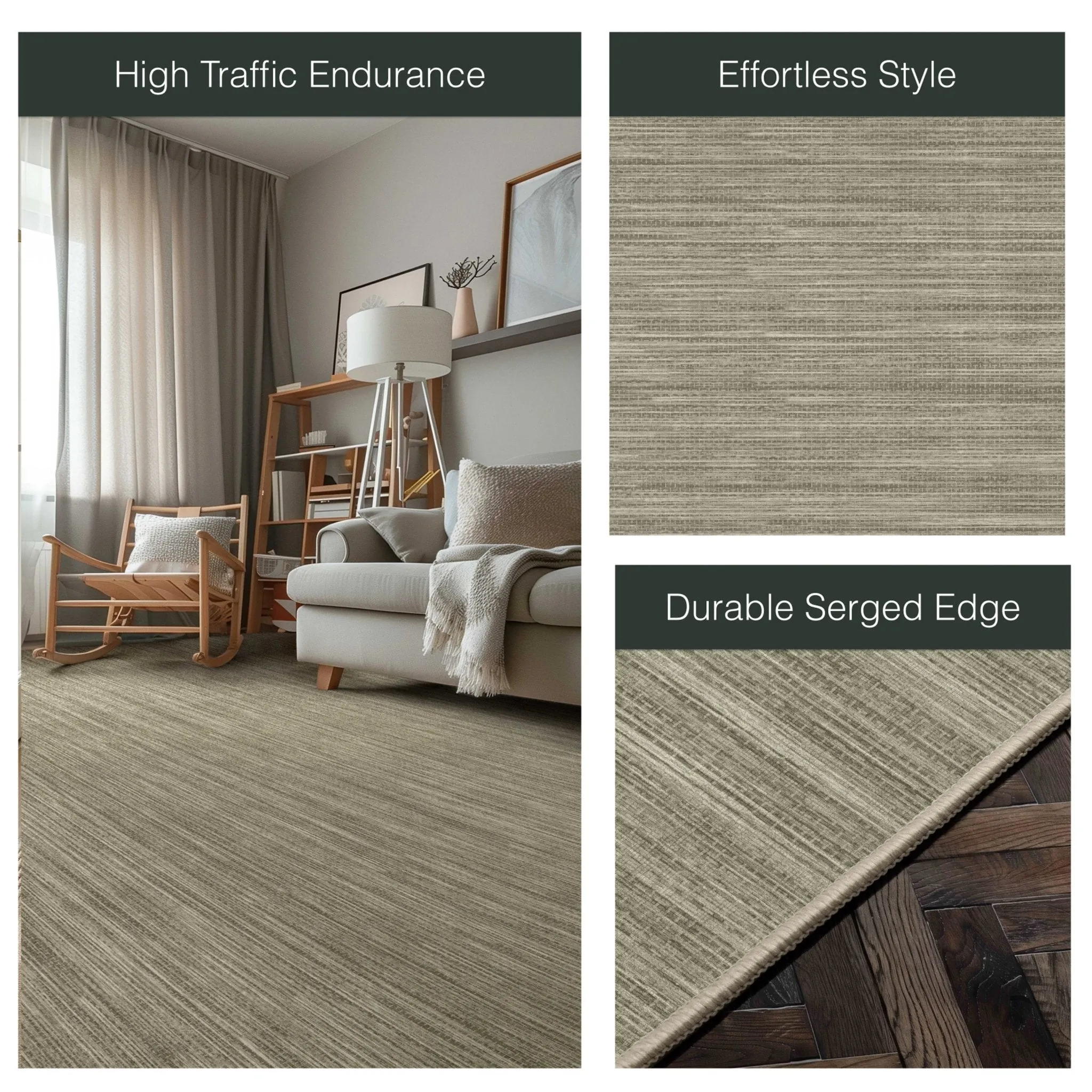 Edwin Custom Rug - Monochrome Striation , Flat Pile, Easy  Clean, Customizable for Your Space