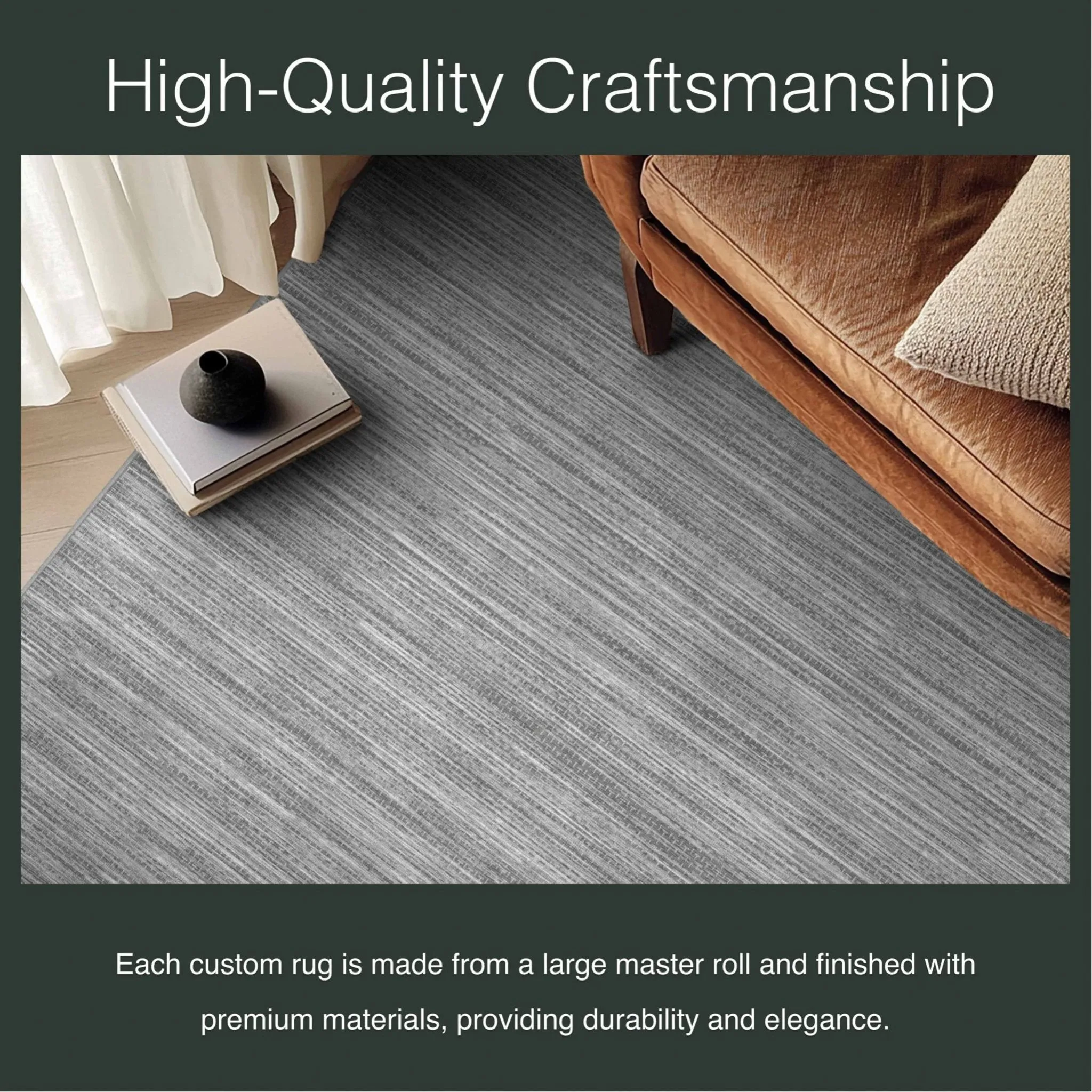 Edwin Custom Rug - Monochrome Striation , Flat Pile, Easy  Clean, Customizable for Your Space
