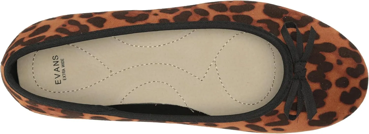 EVANS Women's Extra Wide Fit Bow Ballet Flat