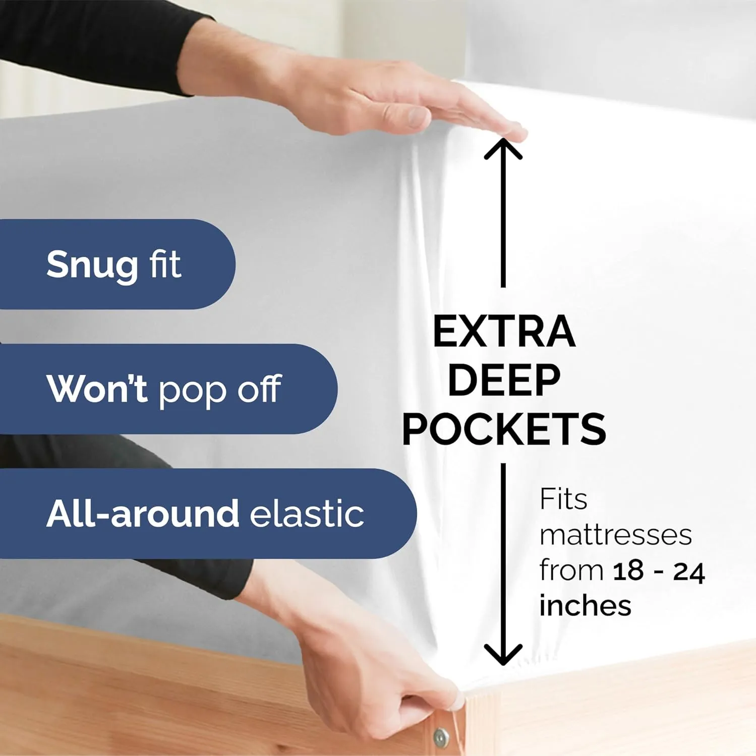 Extra Deep Cal King Sheet Set - 6 Piece Breathable & Cooling Sheets - Hotel Luxury Bedding Set w/18-24 Inch Extra Deep Pockets - Easy Fit - Super Soft, Wrinkle Free and Comfy - White, Cal King Size