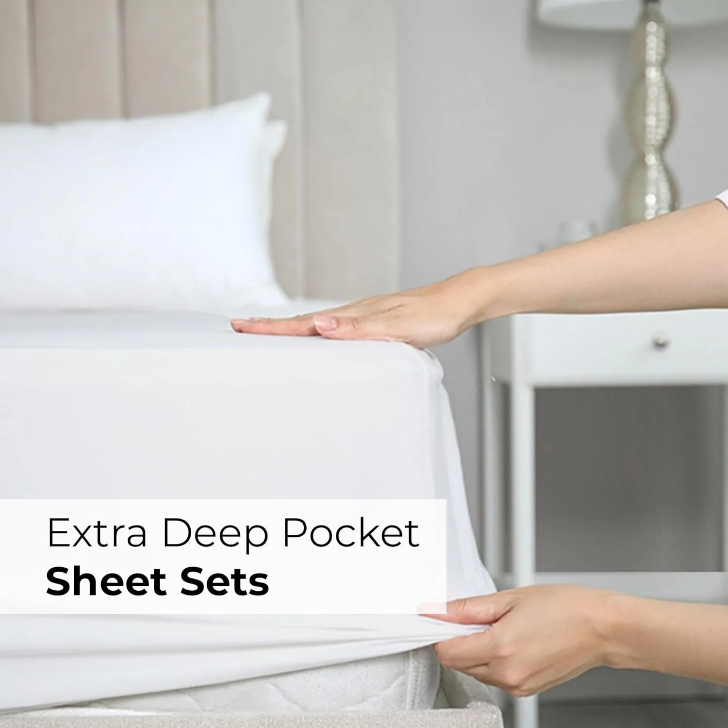 Extra Deep Cal King Sheet Set - 6 Piece Breathable & Cooling Sheets - Hotel Luxury Bedding Set w/18-24 Inch Extra Deep Pockets - Easy Fit - Super Soft, Wrinkle Free and Comfy - White, Cal King Size