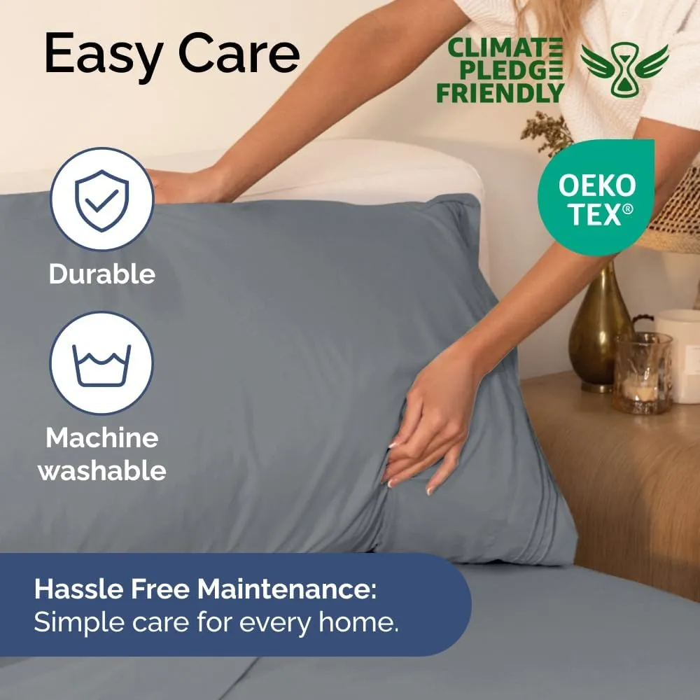 Extra Deep King Sheet Set - 6 Piece Breathable & Cooling Sheets - Hotel Luxury Bedding Set with 18-24 Inch Extra Deep Pockets - Easy Fit - Super Soft, Wrinkle Free and Comfy - Steel Blue, King Size