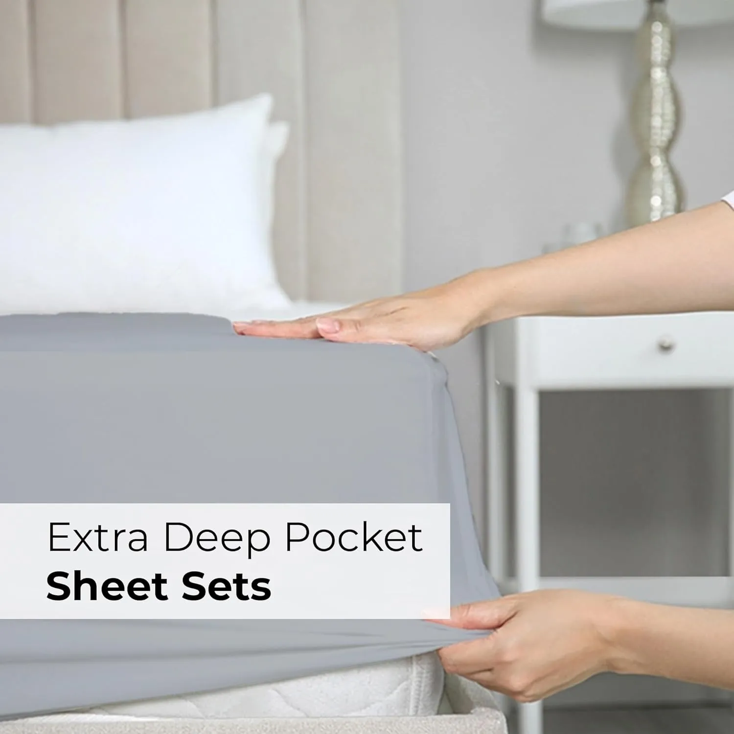 Extra Deep King Sheet Set - 6 Piece Breathable & Cooling Sheets - Hotel Luxury Bedding Set with 18-24 Inch Extra Deep Pockets - Easy Fit - Super Soft, Wrinkle Free and Comfy - Steel Blue, King Size