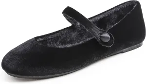 FEVERSOLE Women's Mary Jane Fashion Round Toe Easy Buckle Slip On Flats