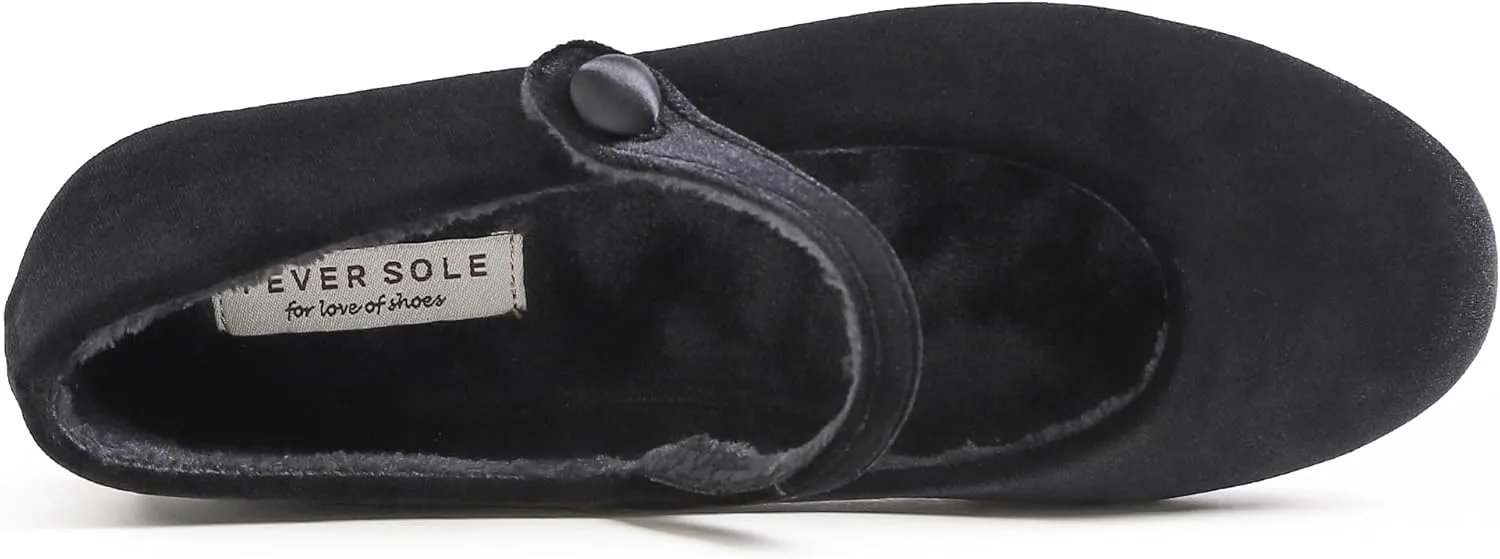 FEVERSOLE Women's Mary Jane Fashion Round Toe Easy Buckle Slip On Flats