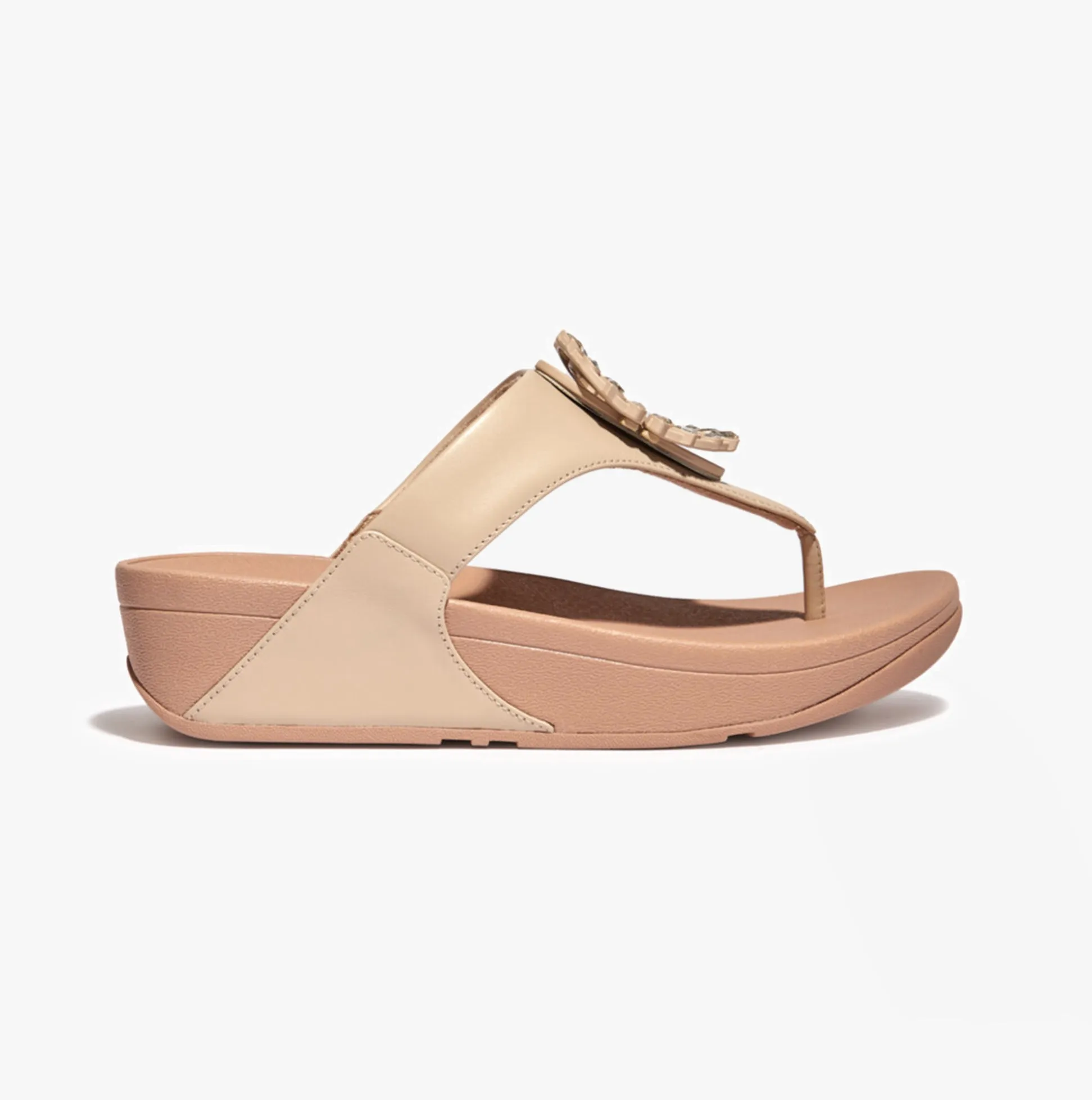 FitFlop LULU CRYSTAL Womens Toe-Post Sandals Stone Beige