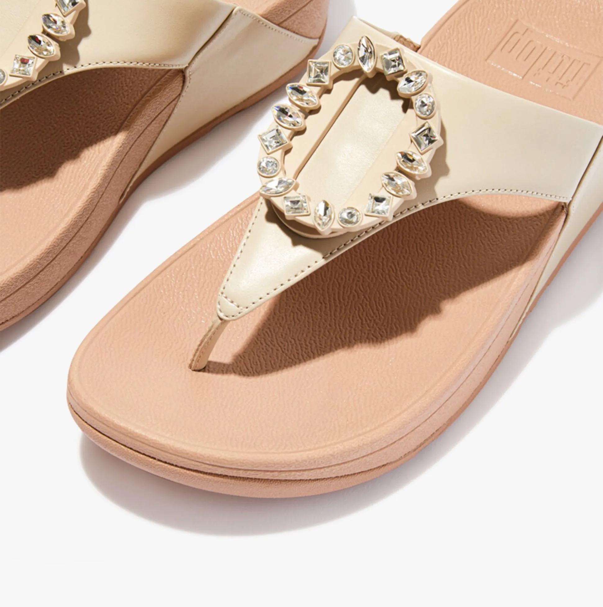 FitFlop LULU CRYSTAL Womens Toe-Post Sandals Stone Beige