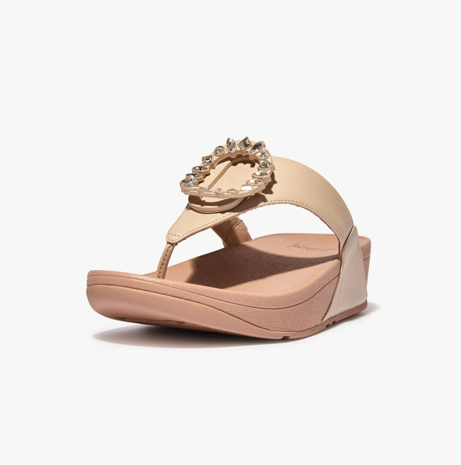 FitFlop LULU CRYSTAL Womens Toe-Post Sandals Stone Beige