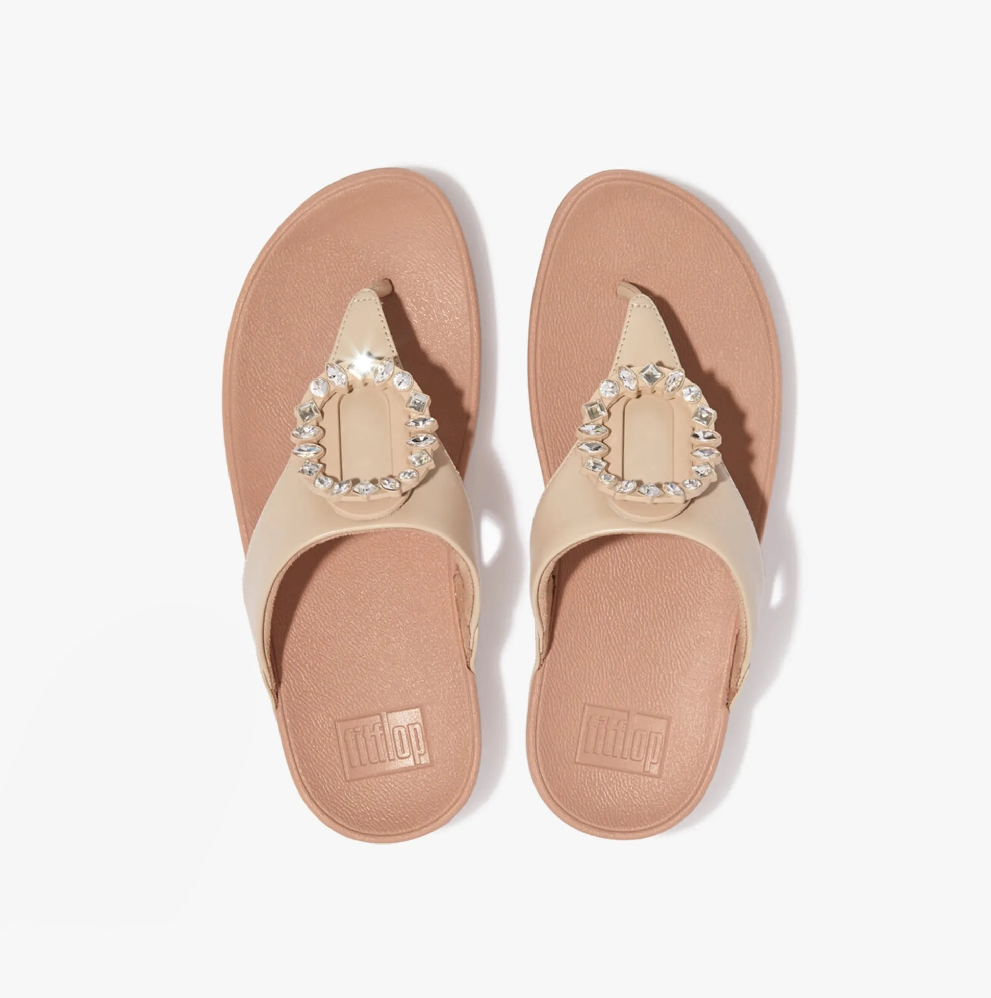 FitFlop LULU CRYSTAL Womens Toe-Post Sandals Stone Beige