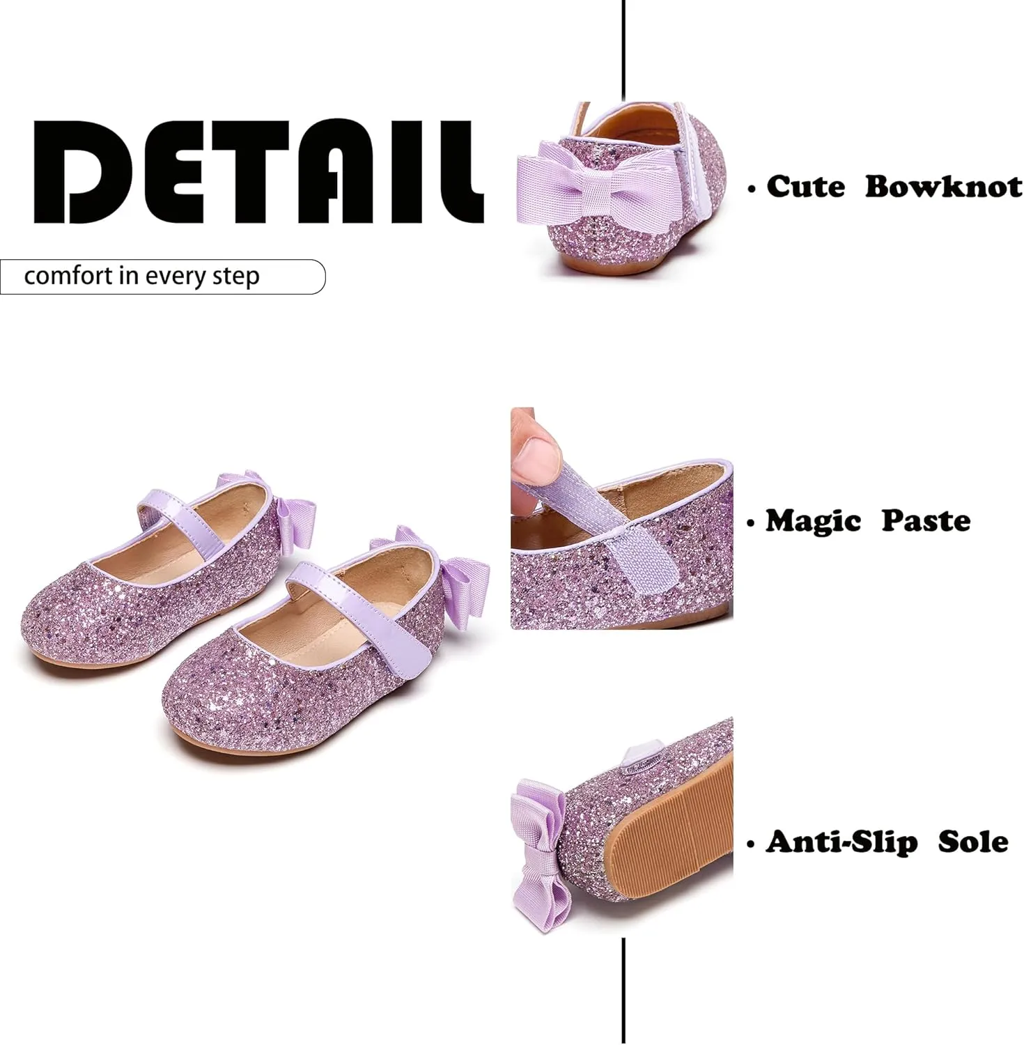 Flaryzone Toddler/Little Girls' Ballerina Flat Mary Jane Princess Dress Shoes - Wedding School Party
