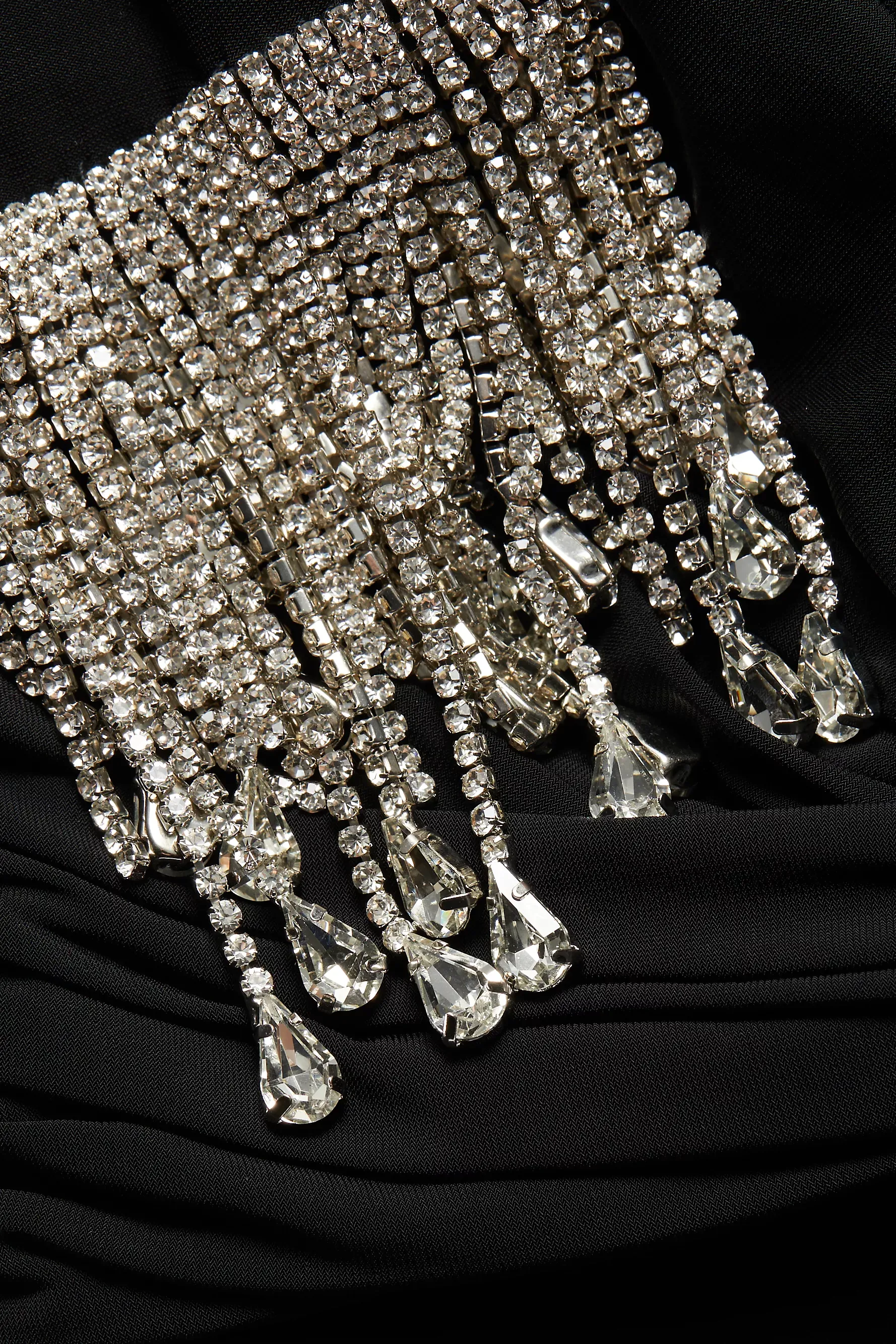 Flexible Dress Sleek Split Rhinestone Midi Jersey