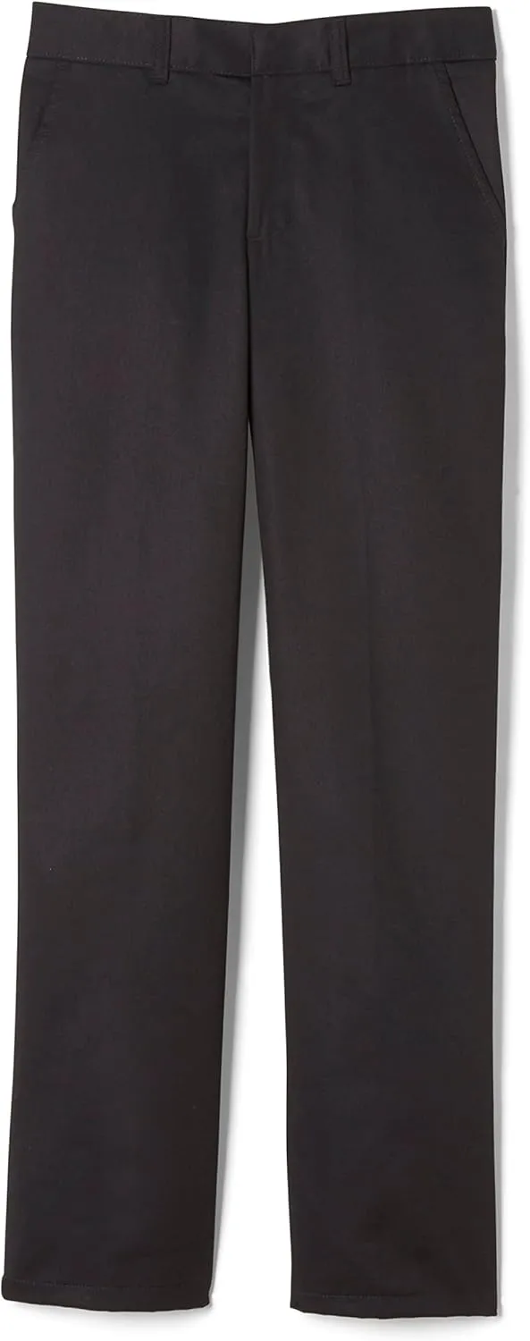 French Toast Boys' Adjustable Waist Relaxed Fit Pant (Standard & Husky), Dark Black, 16 Husky