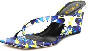 FSJ Women Casual Flip Flop Slide Mule Shoes Square Open Toe Thong Sandal Summer Wedge High Heel Size 4-15 US