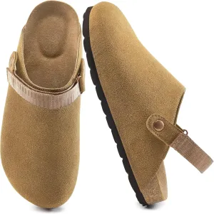 FUDYNMALC Womens Clogs Slip On Shoes: Suede Cork Footbed Mules Women 2025 Potato Slippers with Adjustable Swivel Strap