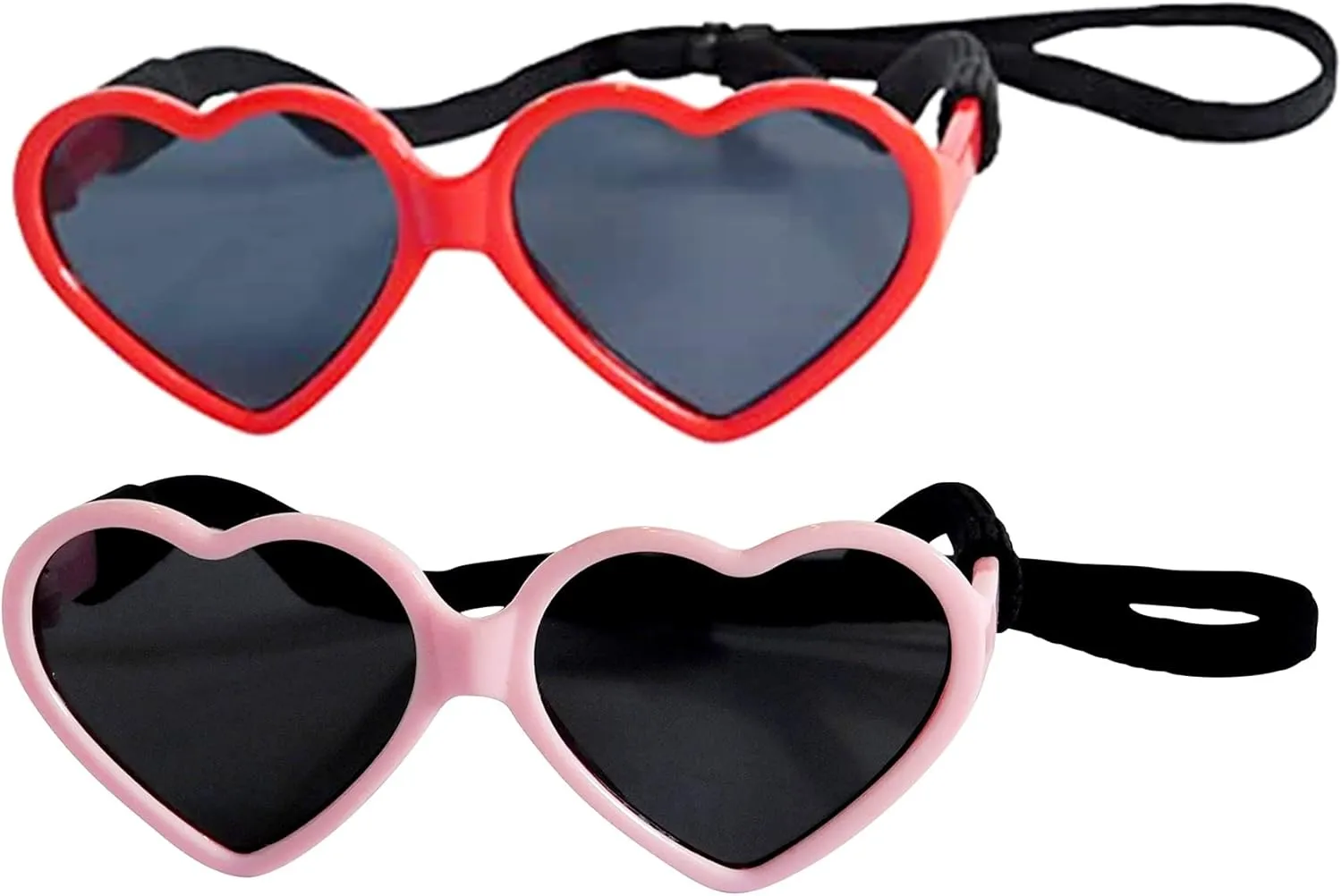 G012 Dog Pet Costume Prop Sunglasses Heart Shape Medium Breeds 20lb-40lbs (2-Pack Red   Pink)