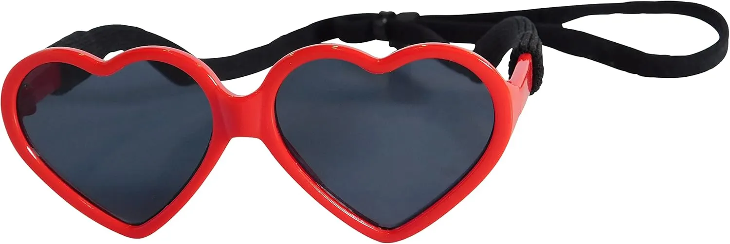 G012 Dog Pet Costume Prop Sunglasses Heart Shape Medium Breeds 20lb-40lbs (2-Pack Red  Red/Polka dots)