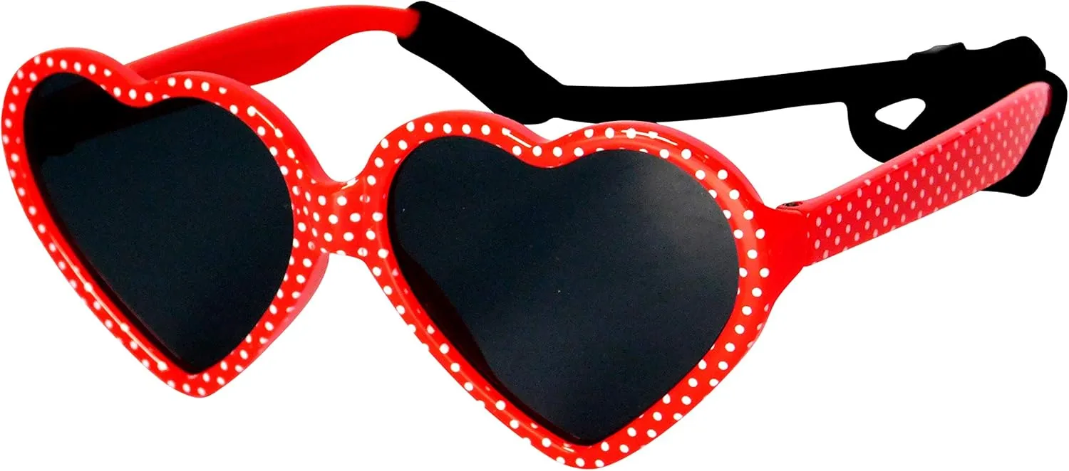 G012 Dog Pet Costume Prop Sunglasses Heart Shape Medium Breeds 20lb-40lbs (2-Pack Red  Red/Polka dots)