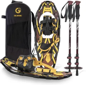 G2 21/25/30/36 Inches Light Weight Snowshoes with Toe Box, EVA Padded Ratchet Binding, Heel Lift, Flexible Pivot Bar, Durable Back Strap, Trekking Poles, Carrying Bag, Snow Baskets(6 colors available)