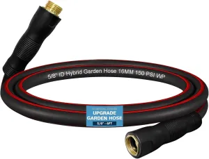 Garden Hose, 5/8"Heavy Duty Kink Resistant Water Hose, Flexible and Lightweight Rubber Hose with Swivel Grip Handle, Hose Male to Female Fittings for Outdoor Car Wash Lawn Yard (6ft)