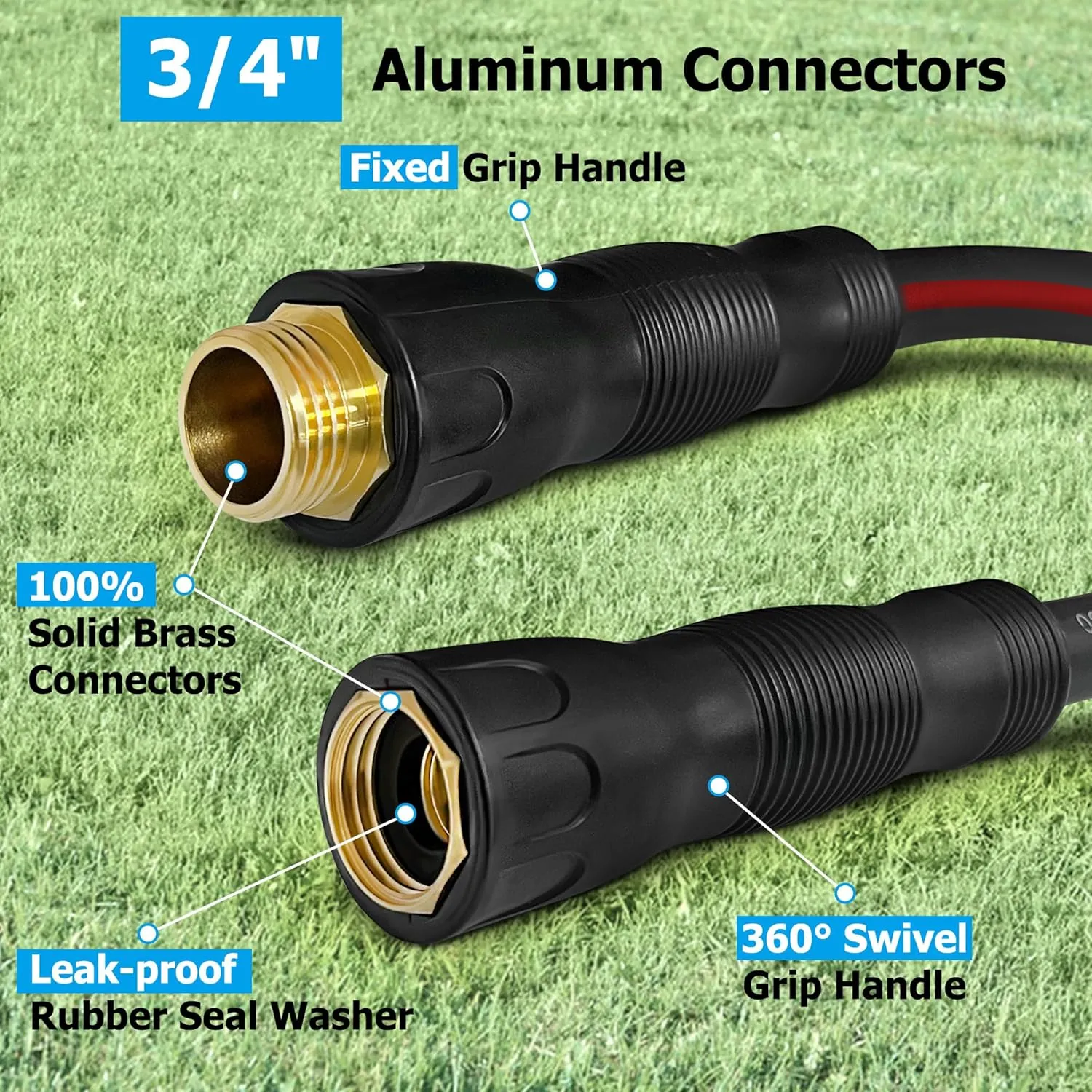 Garden Hose, 5/8"Heavy Duty Kink Resistant Water Hose, Flexible and Lightweight Rubber Hose with Swivel Grip Handle, Hose Male to Female Fittings for Outdoor Car Wash Lawn Yard (6ft)