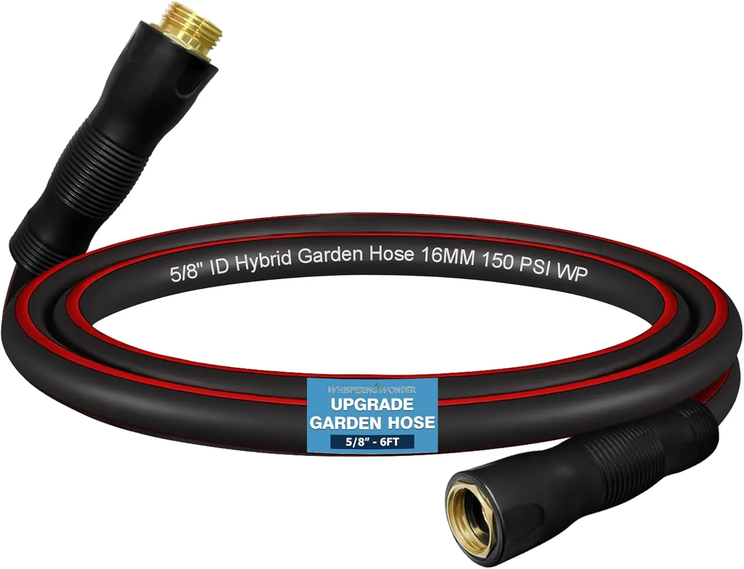 Garden Hose, 5/8"Heavy Duty Kink Resistant Water Hose, Flexible and Lightweight Rubber Hose with Swivel Grip Handle, Hose Male to Female Fittings for Outdoor Car Wash Lawn Yard (6ft)