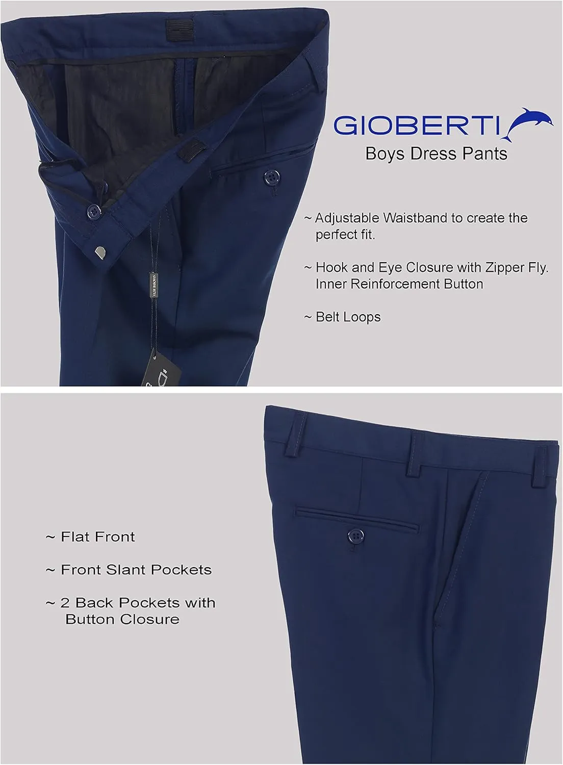 Gioberti Boys Flat Front Dress Pants