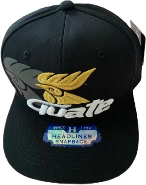 Gorra Guate Guatemala gallo buana calidad Color Negro one Size fit All with snap Back, Flat fit Style Headlines