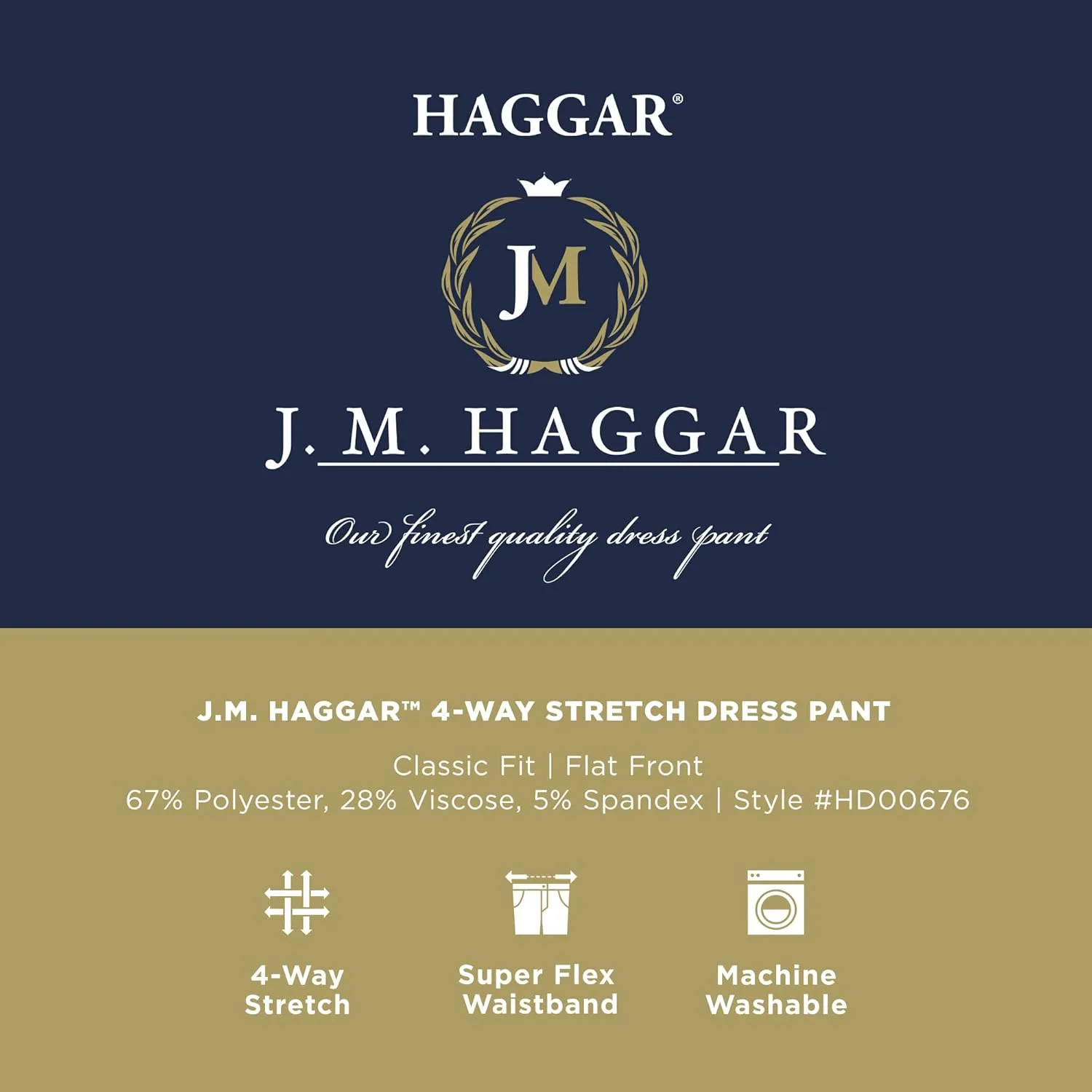 Haggar Men's Classic Fit Flat Front Flex Waistband Stretch Dress Pant