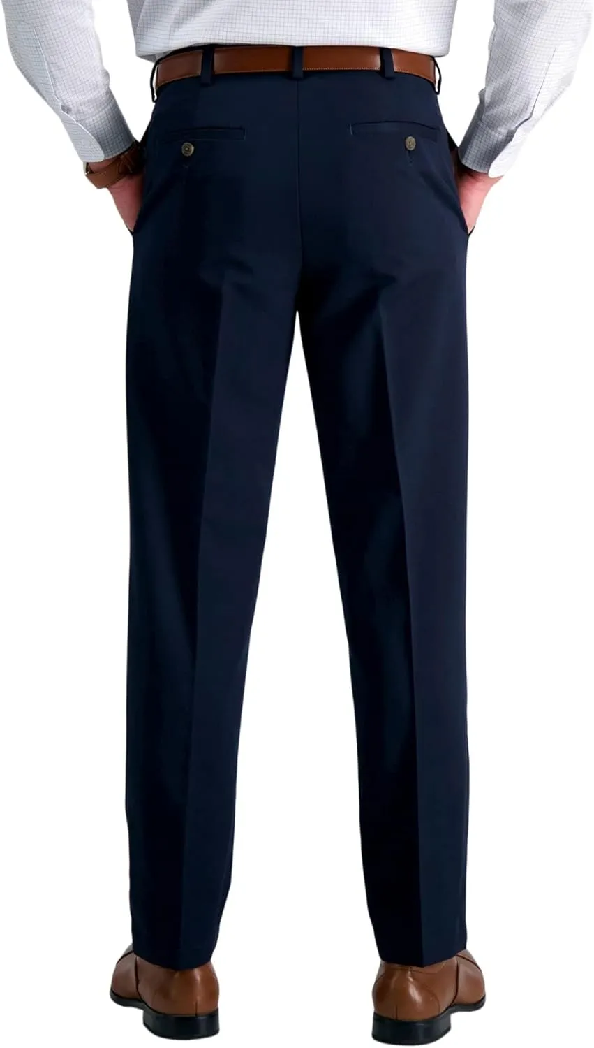 Haggar Men's Cool 18 Classic Fit Flat Front Hidden Expandable Waistband Casual Pant