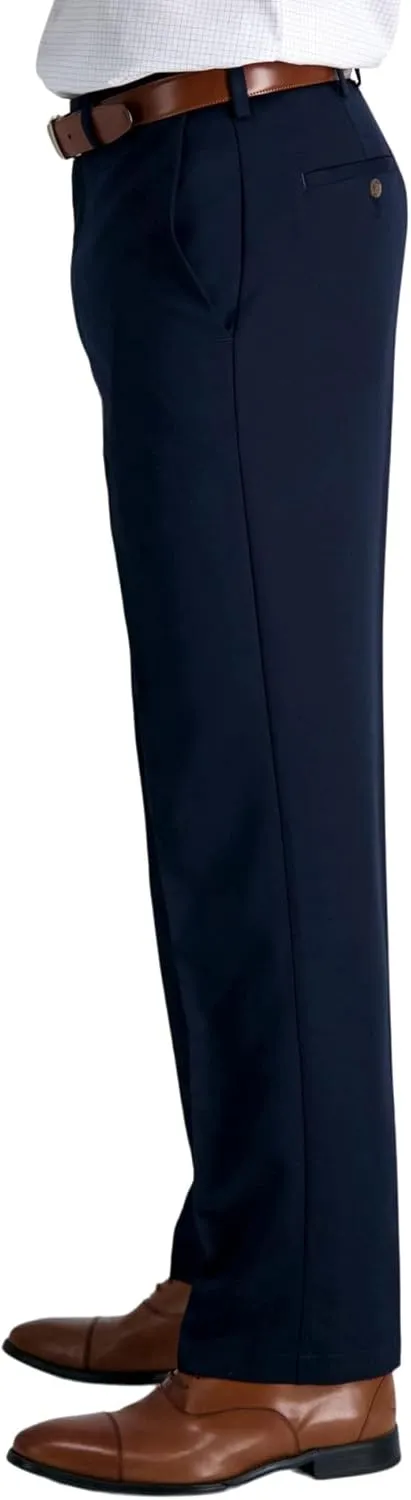 Haggar Men's Cool 18 Classic Fit Flat Front Hidden Expandable Waistband Casual Pant