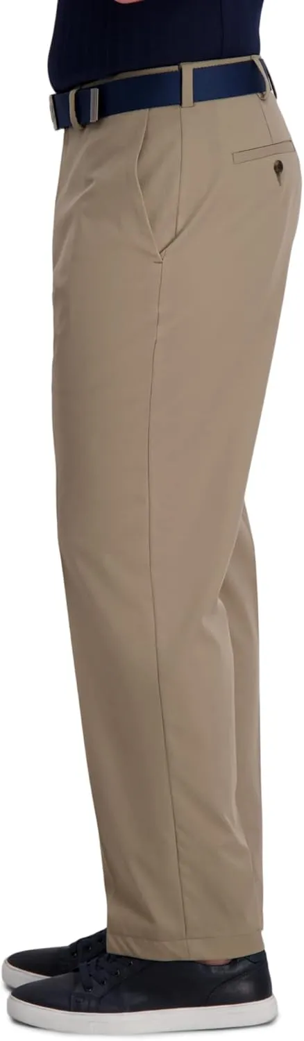 Haggar Men's Cool Right Performance Flex Solid Classic Fit Flat Front Pant (Regular and Big & Tall Sizes)