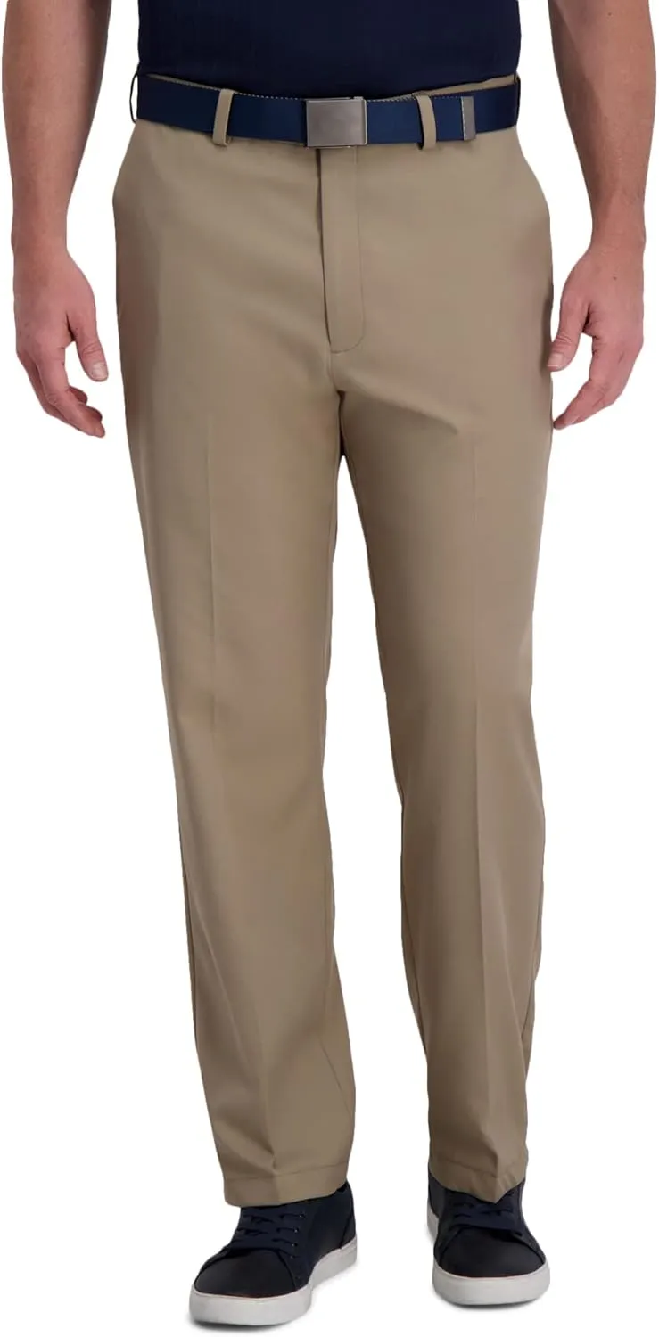 Haggar Men's Cool Right Performance Flex Solid Classic Fit Flat Front Pant (Regular and Big & Tall Sizes)
