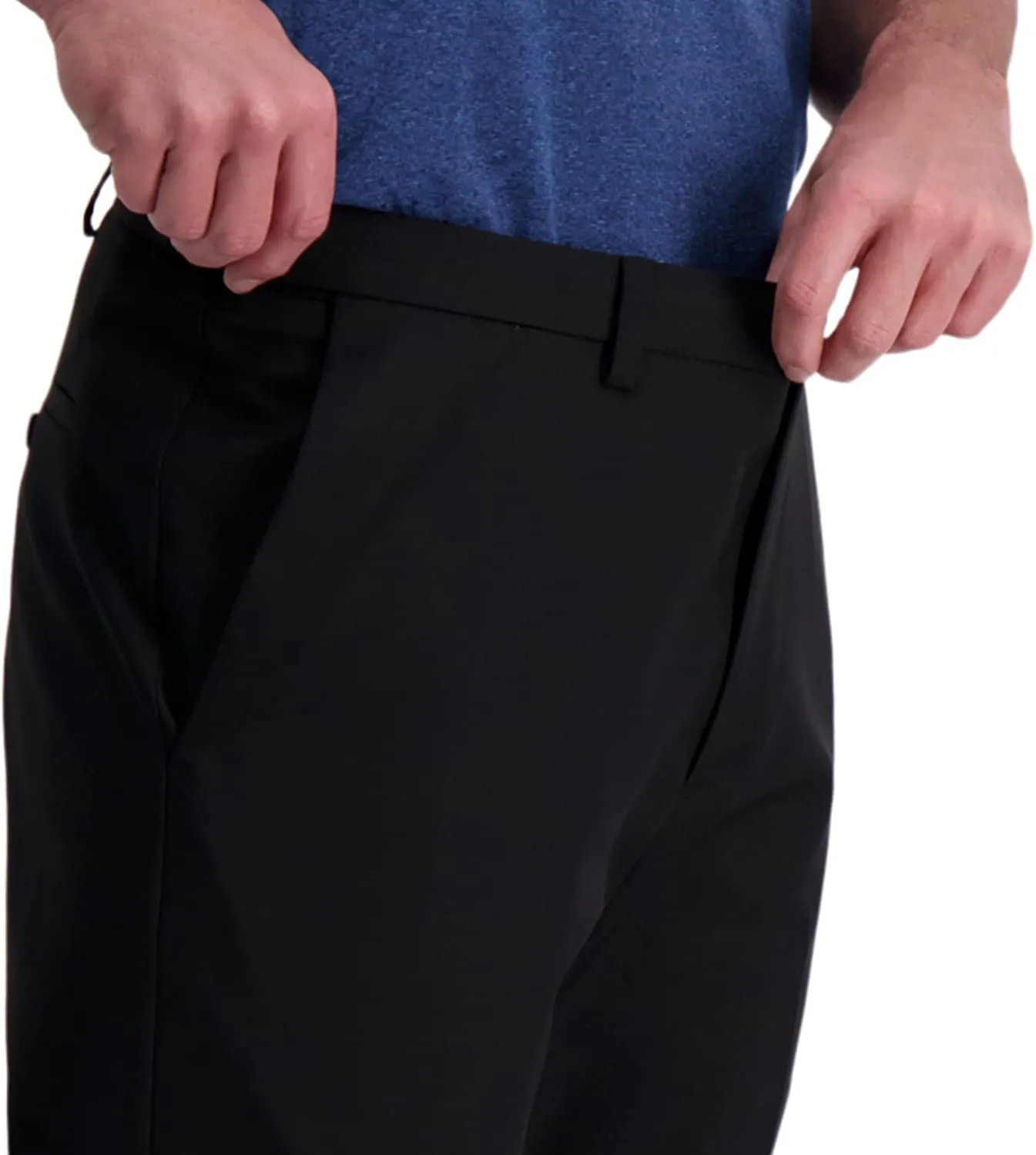 Haggar Men's Cool Right Performance Flex Solid Classic Fit Flat Front Pant