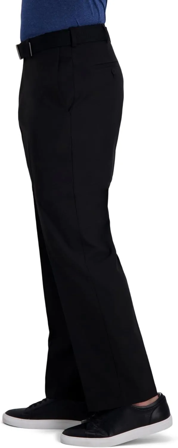 Haggar Men's Cool Right Performance Flex Solid Classic Fit Flat Front Pant
