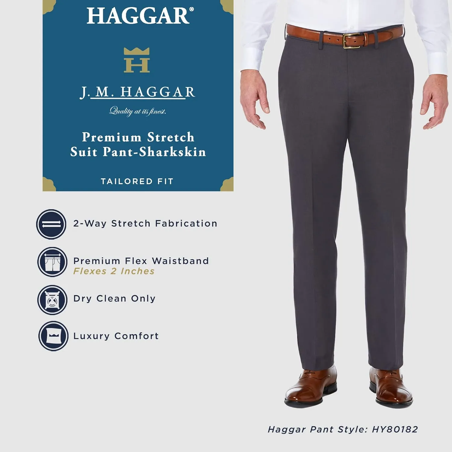 Haggar Men’s JMH Premium Stretch Tailored Fit Suit Separates - Pants and Jackets