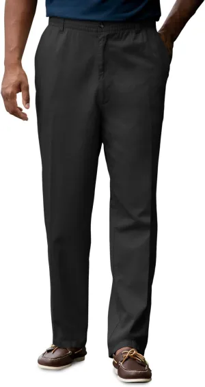 Harbor Bay by DXL Men's Big and Tall Waist-Relaxer Pleated Twill Pants | Flat Front Style, Elasticized Comfort Waistband