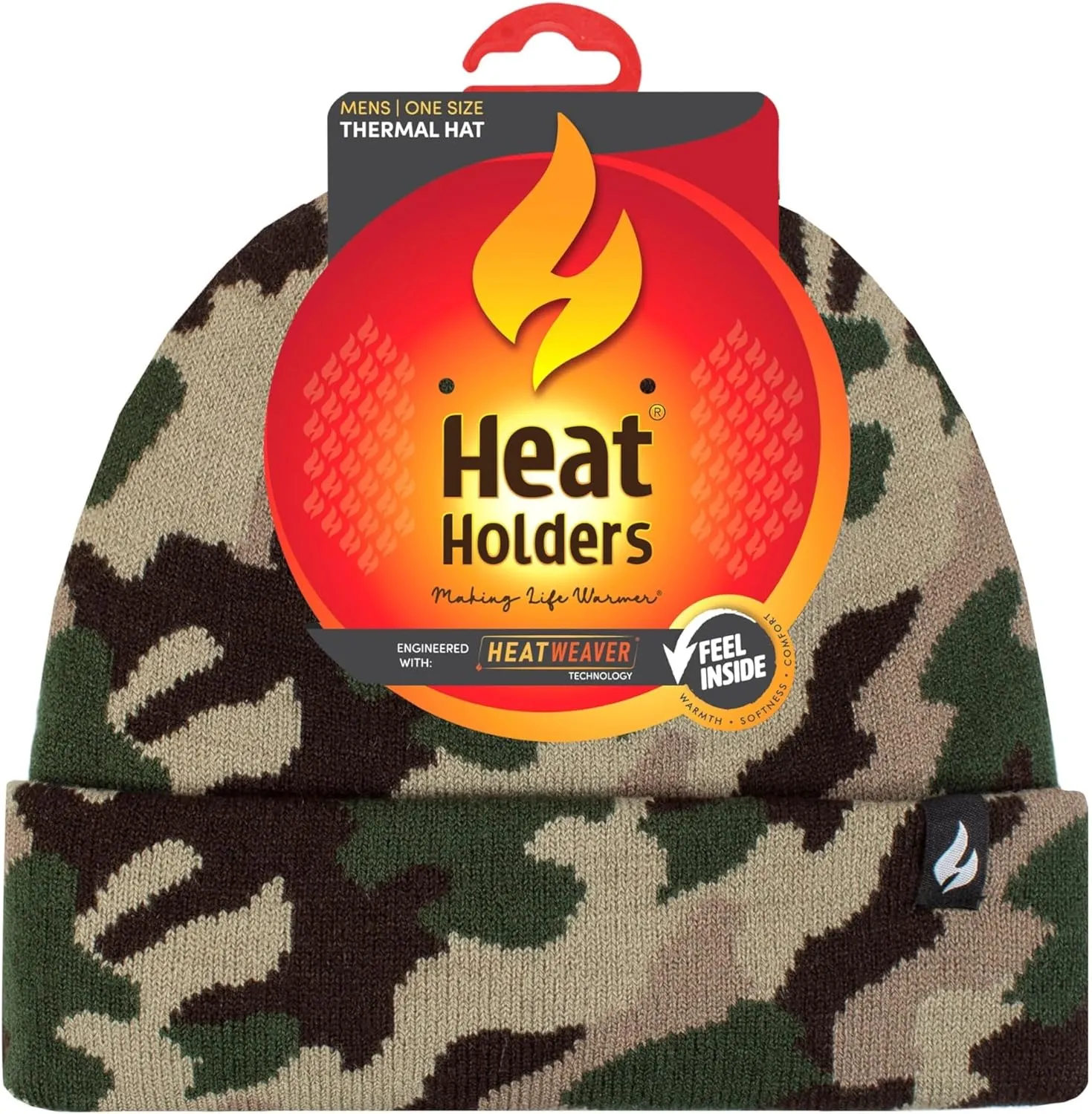 HEAT HOLDERS Men's Gunner Camouflage Knit Roll Up Hat Green/Men's One Size