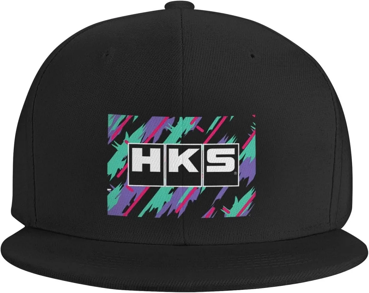 Hks Japanese Aftermarked Car Parts Hats for Men Flat Bill Fitted Caps Hiphop Rap Adjustable Baseball Trucker Dad Hat