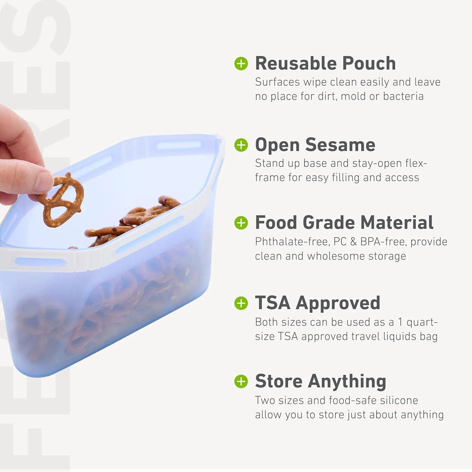 humangear GoPouch - Flexible Food Storage Container, Quick-Seal, Reusable Pouches, Leak Proof Bag with Slide-Lock Closure System, Blue, Small