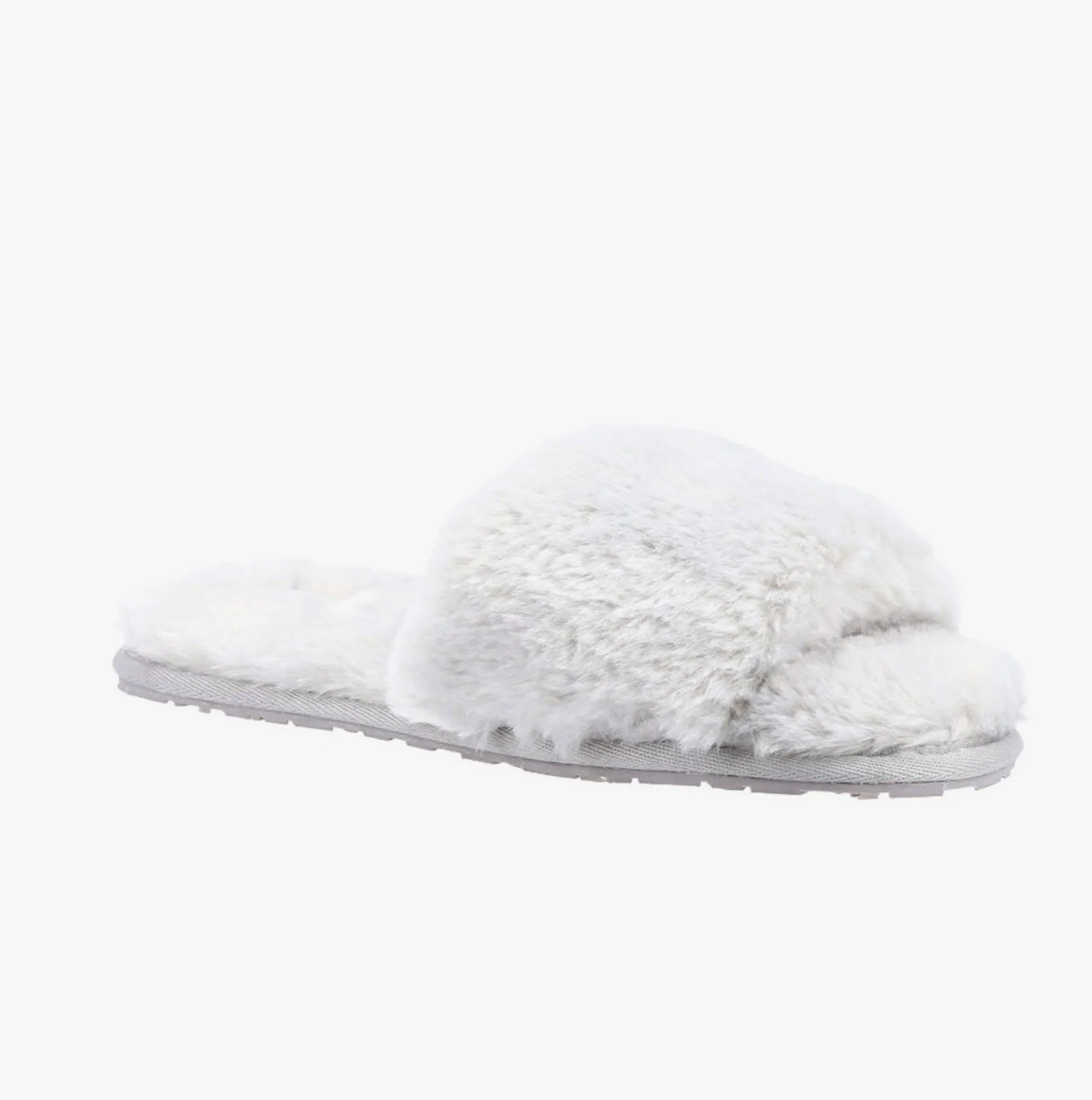 Hush Puppies PRUE Womens Faux Fur Slippers Grey
