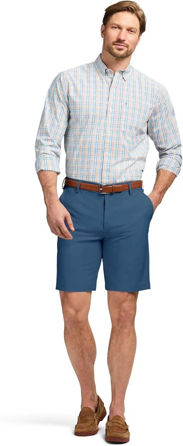 IZOD Men's Non-Iron Stretch Straight Fit Flat Front Traveler Short